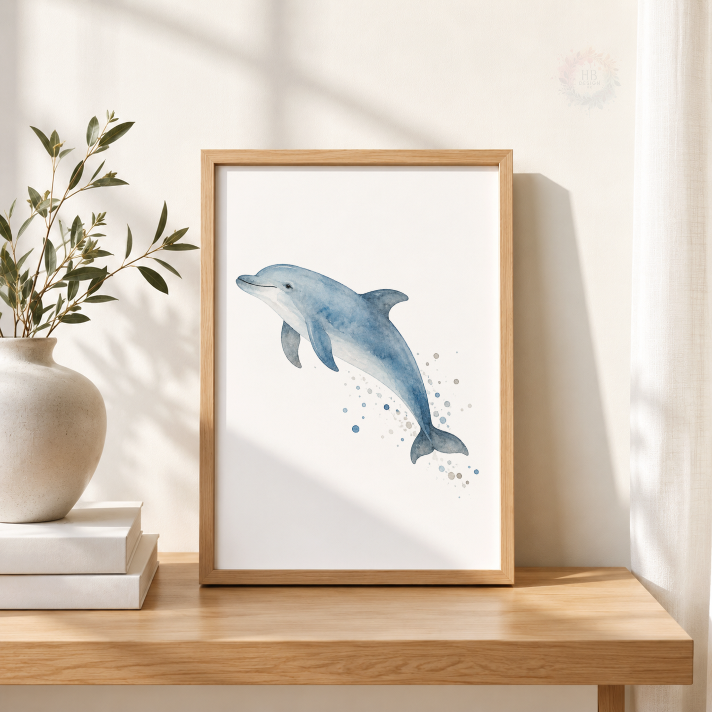 Ocean Animal Wall Art Print Set – Whale, Dolphin & Shark