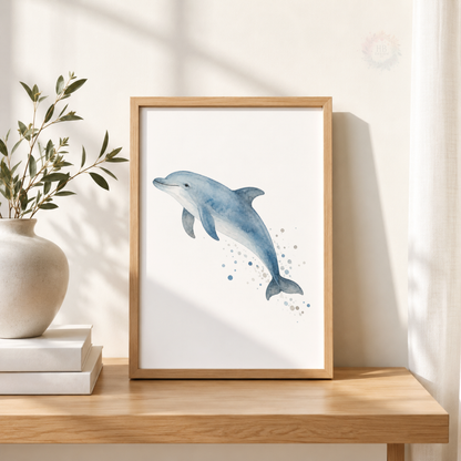 Ocean Animal Wall Art Print Set – Whale, Dolphin & Shark