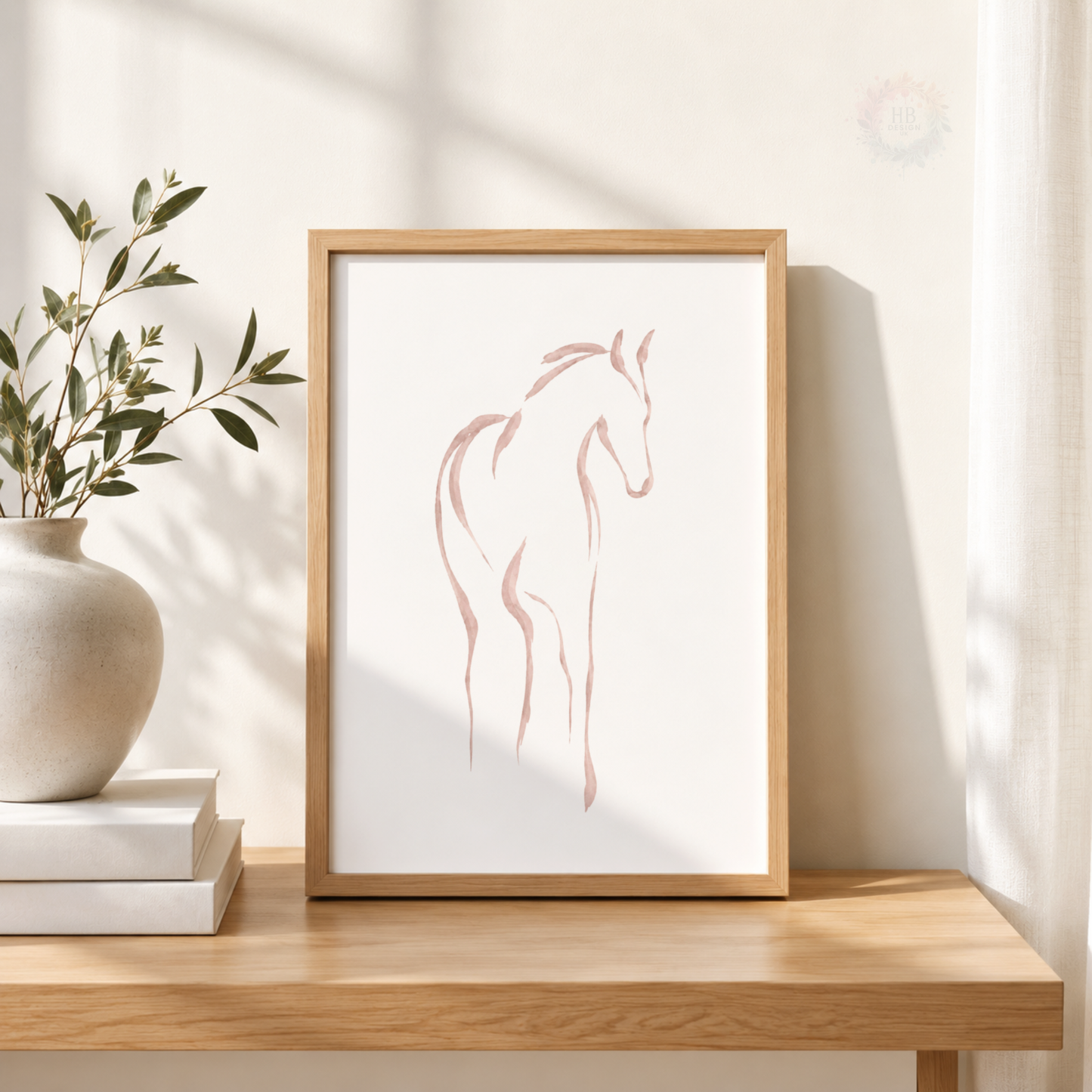 Blush Pink Horse Wall Art Set – Minimalist Equestrian Nursery Prints