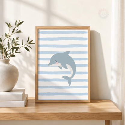 Under the Sea Nursery Wall Art Print Set – Turtle, Dolphin & Octopus