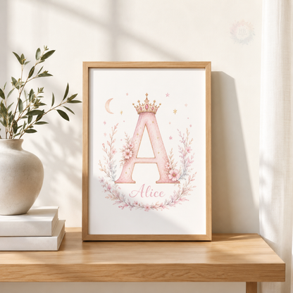 Personalised Princess Castle Prints – Set of 3 Pink Watercolour Nursery Wall Art