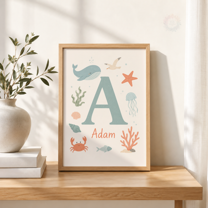 Personalised Ocean Wall Art Set – Adam Under the Sea Nursery Prints