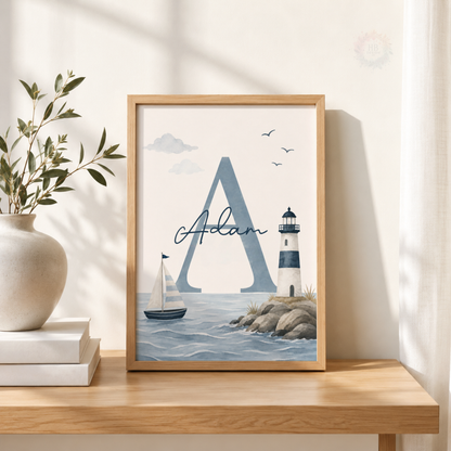 Personalised Ocean Nursery Prints – Set of 3 Watercolour Coastal Wall Art