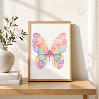 Pastel Butterfly Wall Art Print Set – Girls Bedroom & Nursery Decor