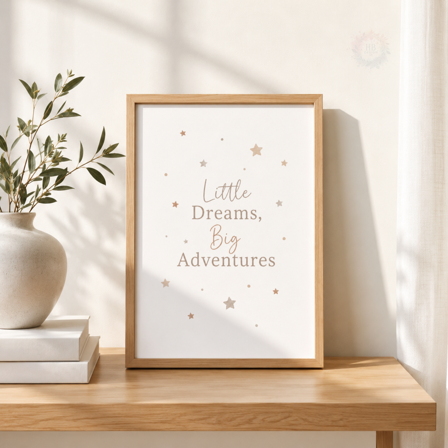 Little Dreams Big Adventures Nursery Prints – Set of 3 Neutral Moon & Stars Wall Art