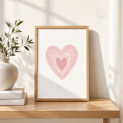 Pink Heart Nursery Prints – Set of 3 Minimalist Love Wall Art