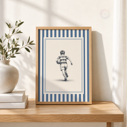 Boys Sports Wall Art Set – Cricket Rugby & Football Prints