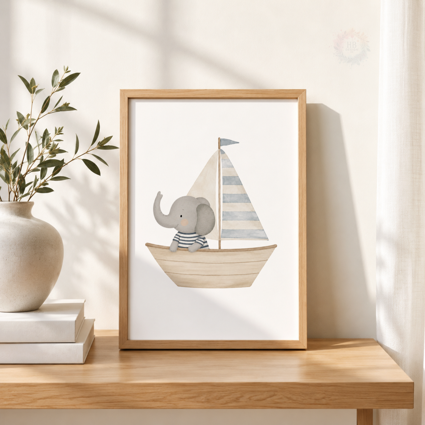 Safari Animal Transport Nursery Wall Art Set – Train, Sailboat & Helicopter Prints