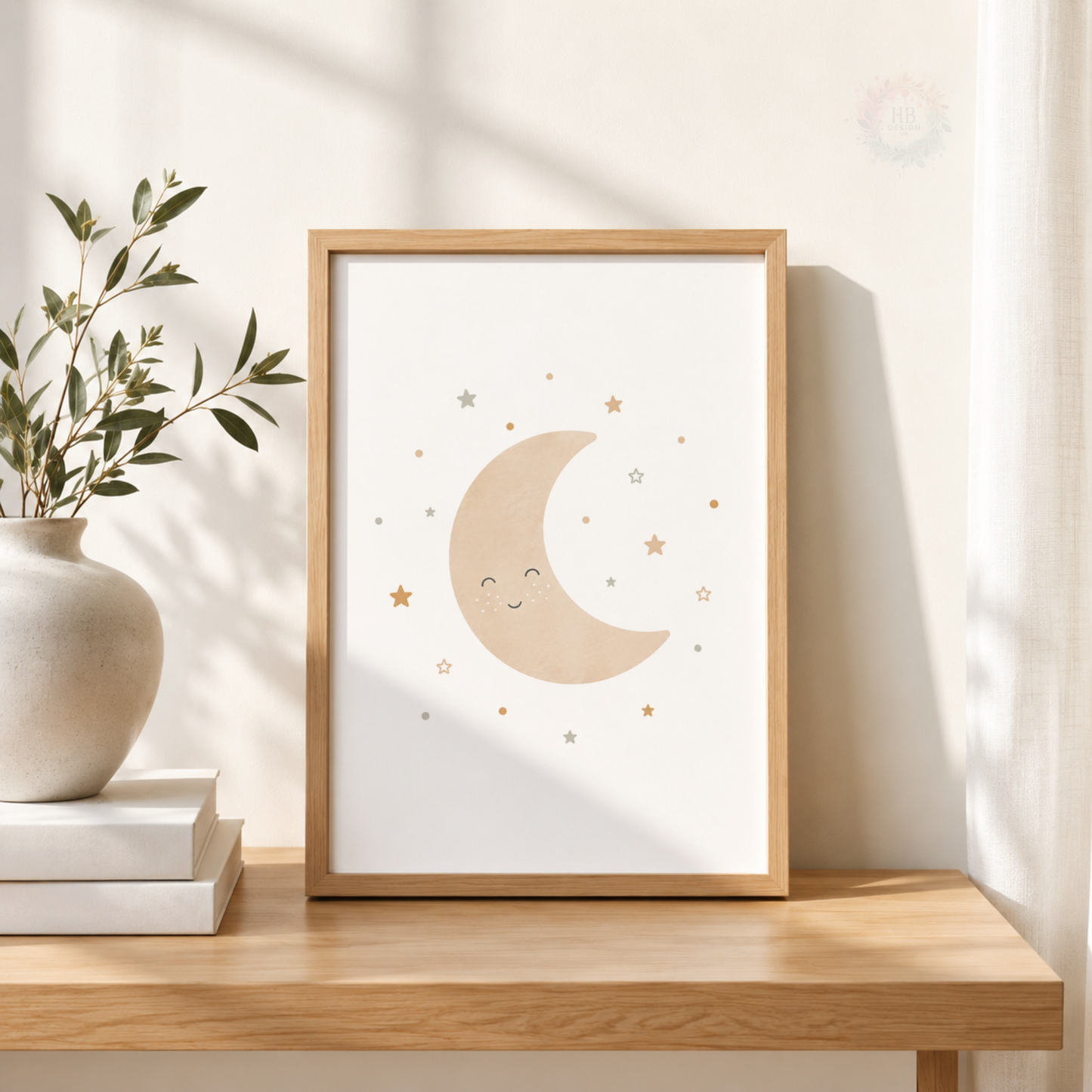 Sun Moon & Star Nursery Prints – Set of 3 Neutral Celestial Wall Art