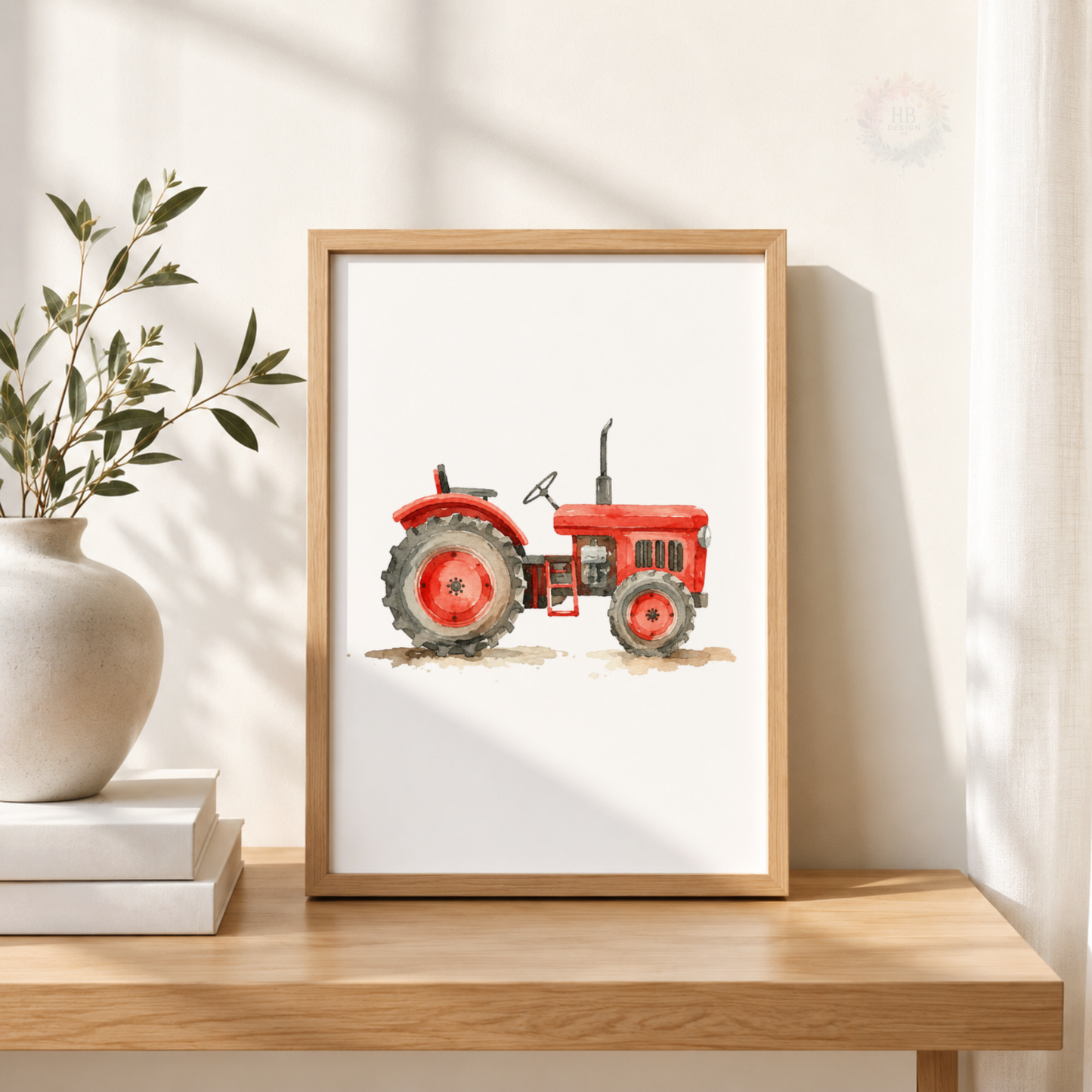 Vintage Tractor Wall Art Set – Green Red & Yellow Farm Nursery Prints