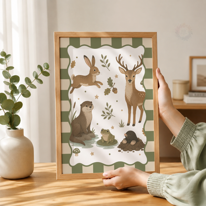 Woodland Friends – Personalised Set of 3 Woodland Animal Nursery Prints