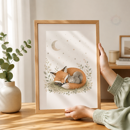 Woodland Animals Nursery Prints – Set of 3 Sleepy Forest Animal Wall Art