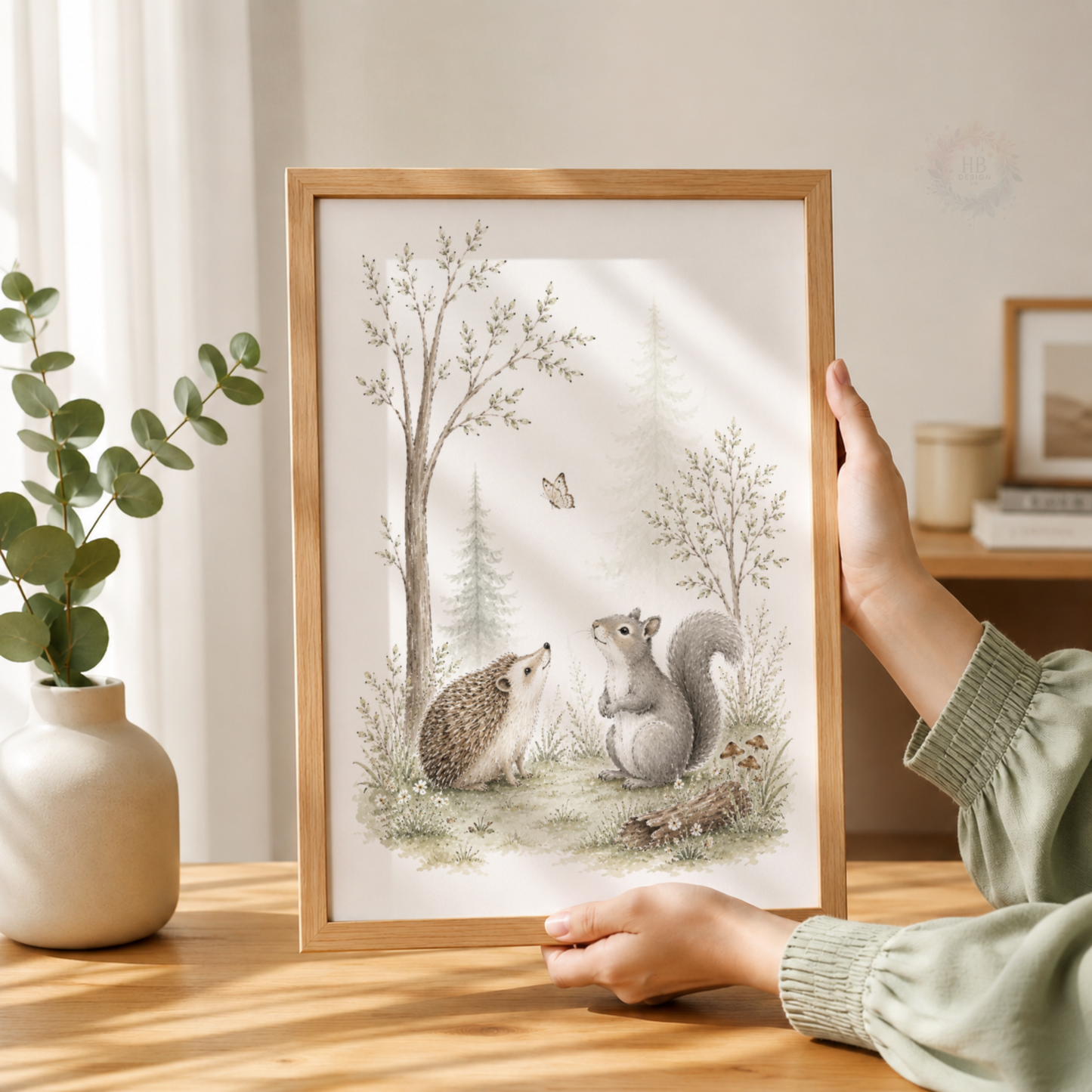 Woodland Animal Nursery Prints – Fox, Badger, Rabbits, Hedgehog & Squirrel Wall Art Set