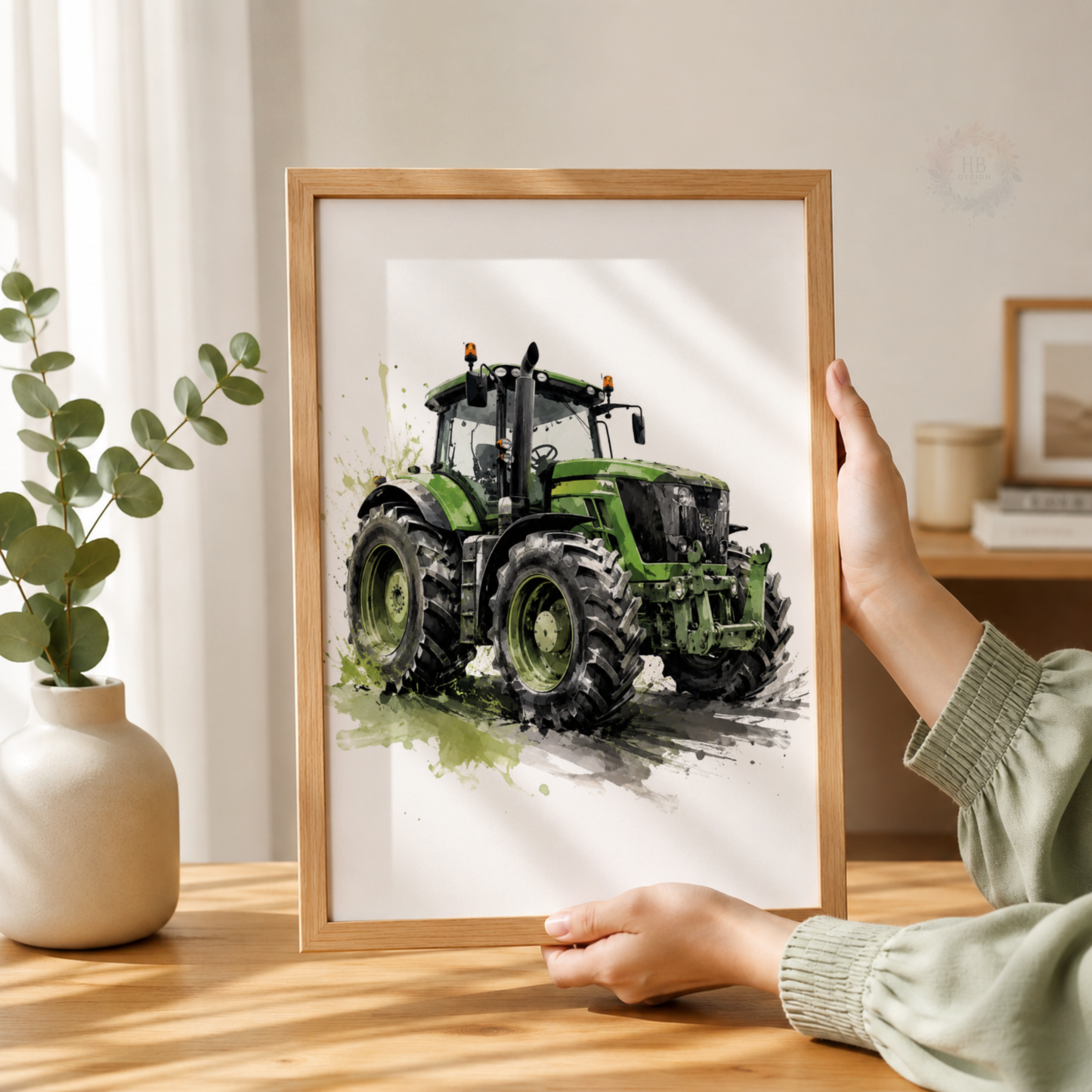 Tractor Nursery Wall Art Set – Red, Yellow & Green Farm Tractor Prints