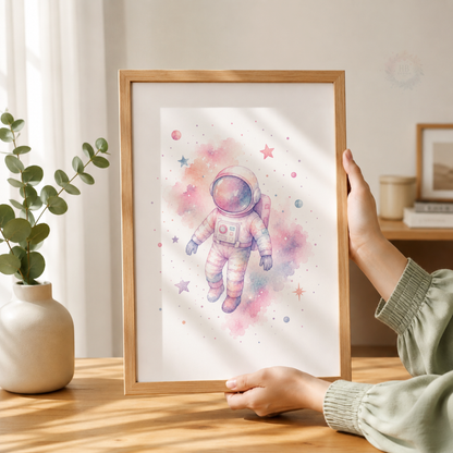 Pastel Space Adventure Prints – Set of 3 Watercolour Nursery Wall Art