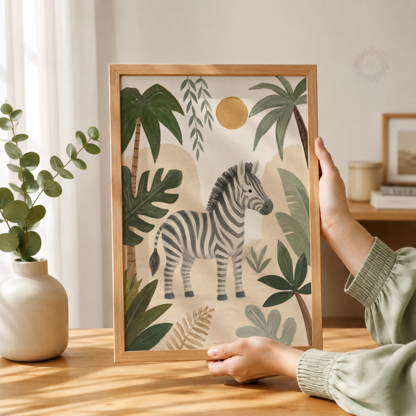 Zebra Jungle Nursery Print – Safari Animal Kids Wall Art