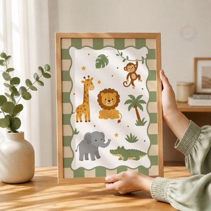 Safari Adventure – Personalised Set of 3 Nursery Prints