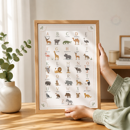 Animal Alphabet Nursery Print – A-Z Educational Wildlife Wall Art