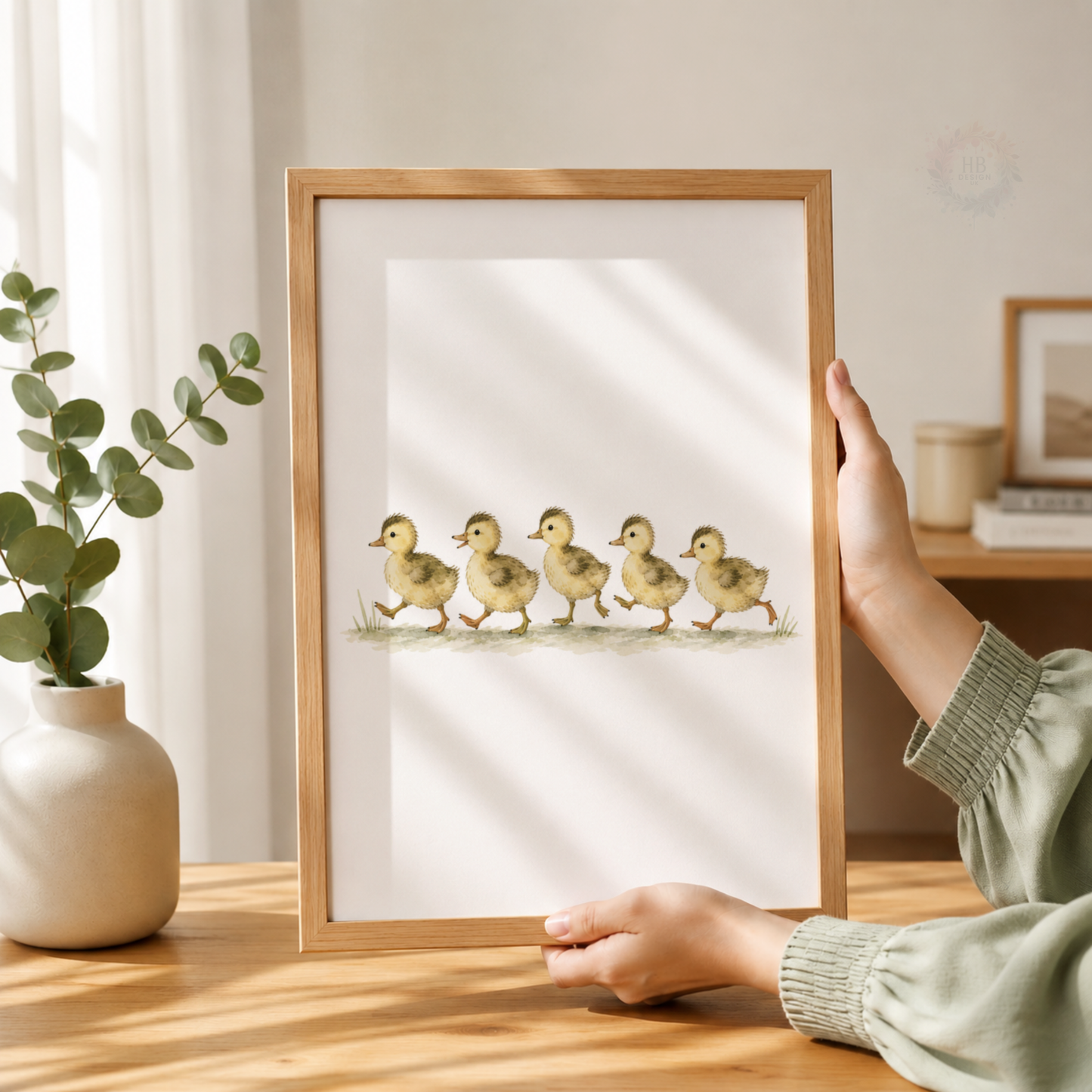 Duck Family Nursery Prints – Mallard, Duck & Ducklings Farm Animal Wall Art Set