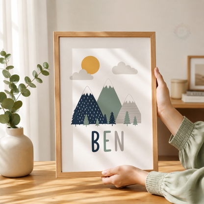 Mountain Brothers – Personalised Set of 3 Brothers Nursery Prints