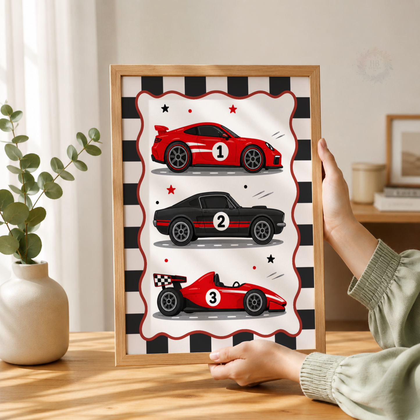 Race Day – Personalised Set of 3 Racing Car Nursery Prints
