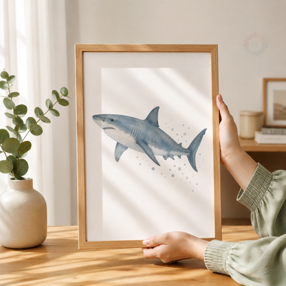Ocean Animal Wall Art Print Set – Whale, Dolphin & Shark