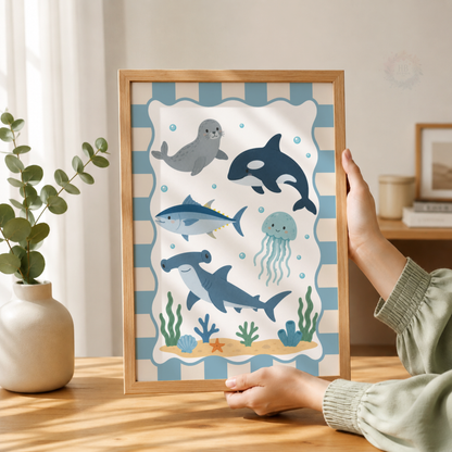 Under the Sea – Personalised Set of 3 Ocean Nursery Prints