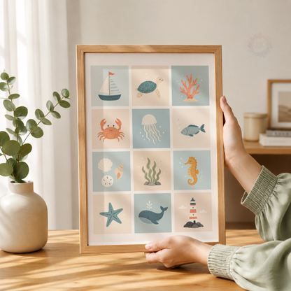 Personalised Ocean Wall Art Set – Adam Under the Sea Nursery Prints