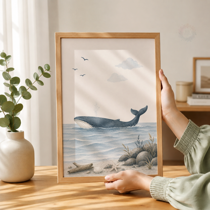 Personalised Ocean Nursery Prints – Set of 3 Watercolour Coastal Wall Art