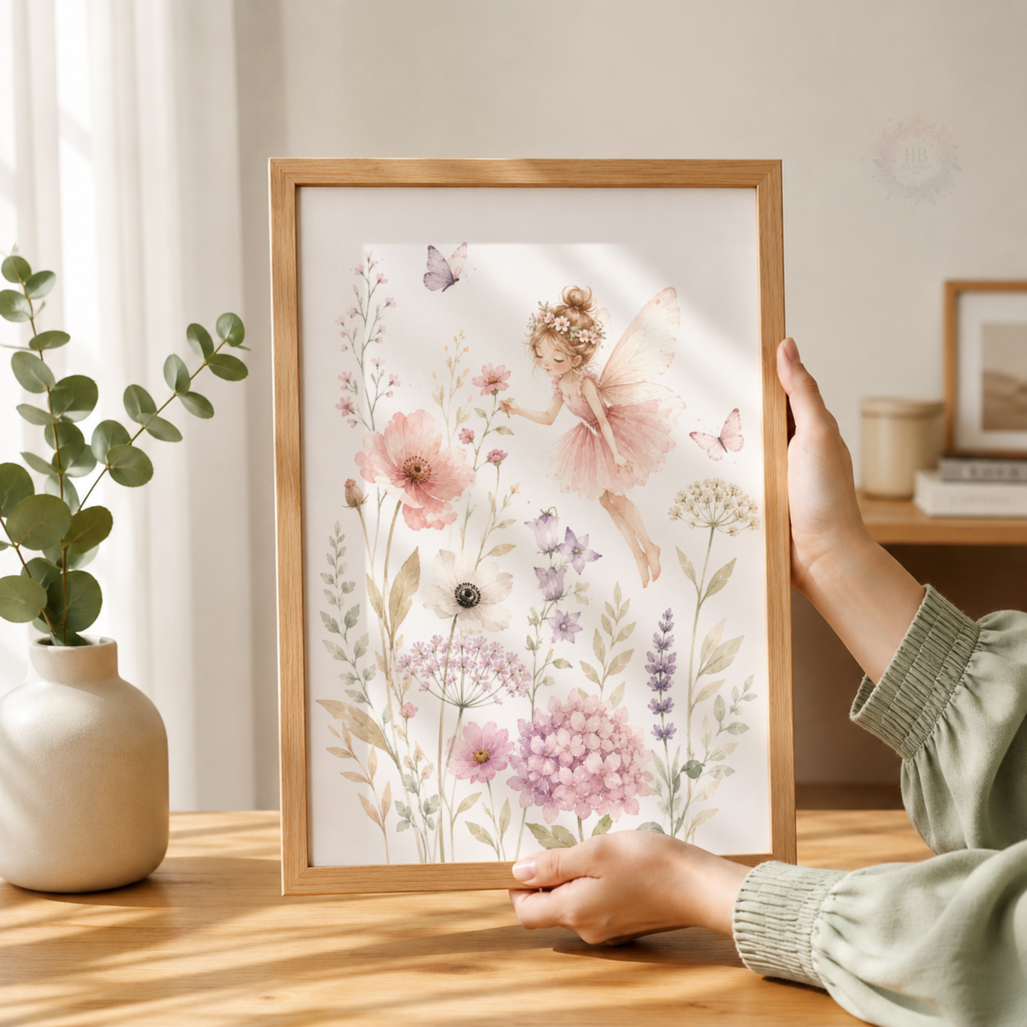 Personalised Fairy Wildflower Nursery Prints – Pink Floral Girls Wall Art Set