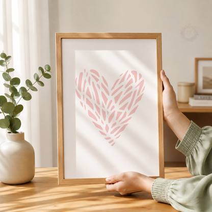 Pink Heart Nursery Prints – Set of 3 Minimalist Love Wall Art