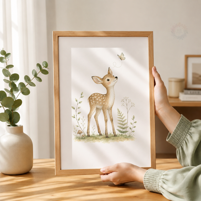 Woodland Animal Nursery Prints – Hedgehog, Fox & Deer Wall Art Set