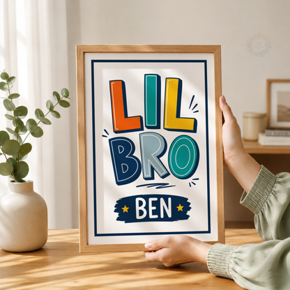Colourful Big Bro & Lil Bro – Personalised Brothers Print Set