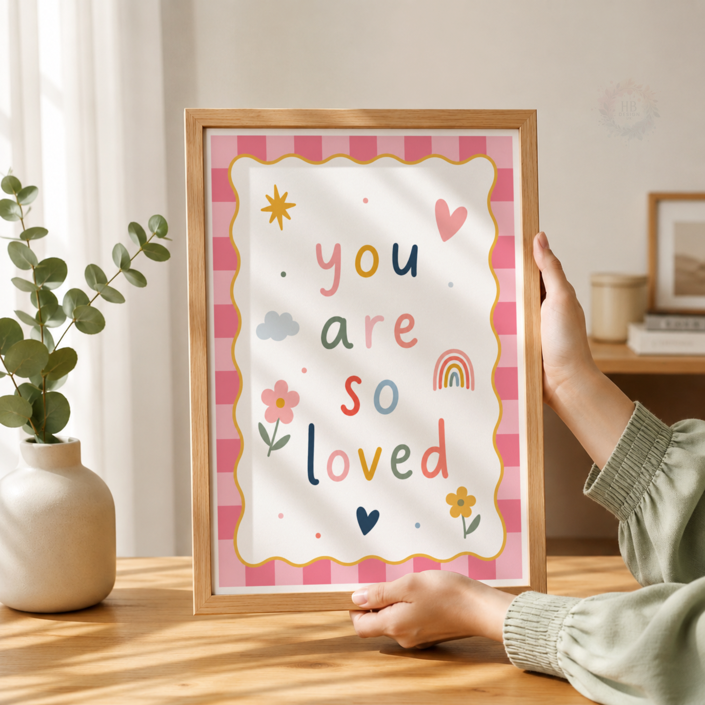 You Are So Loved Nursery Print – Colourful Pink Kids Wall Art