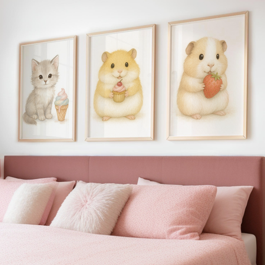 Sweet Treats Print Set - Cute Pets Collection Set of 3