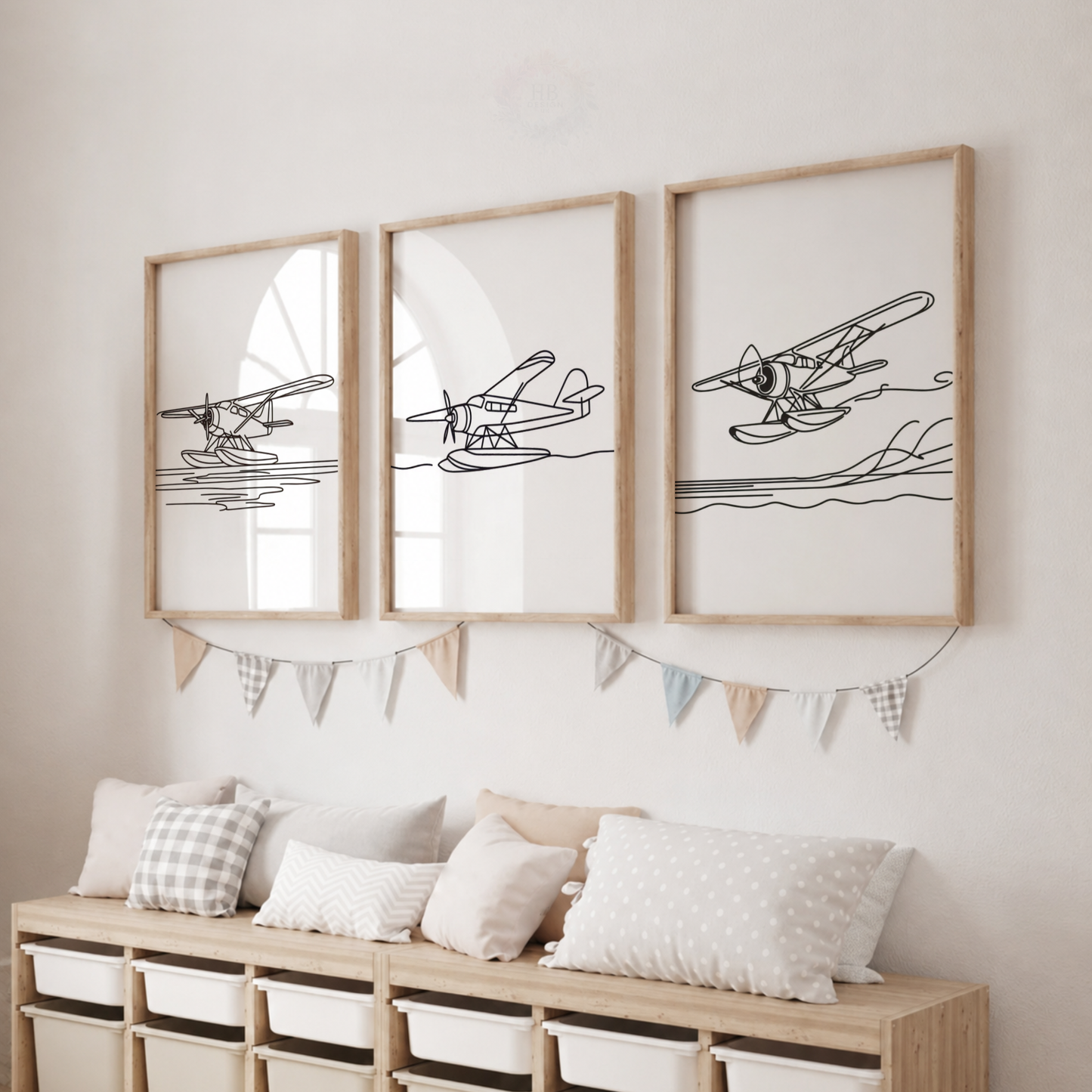 Seaplane Wall Art Set – Minimalist Floatplane Line Art Prints