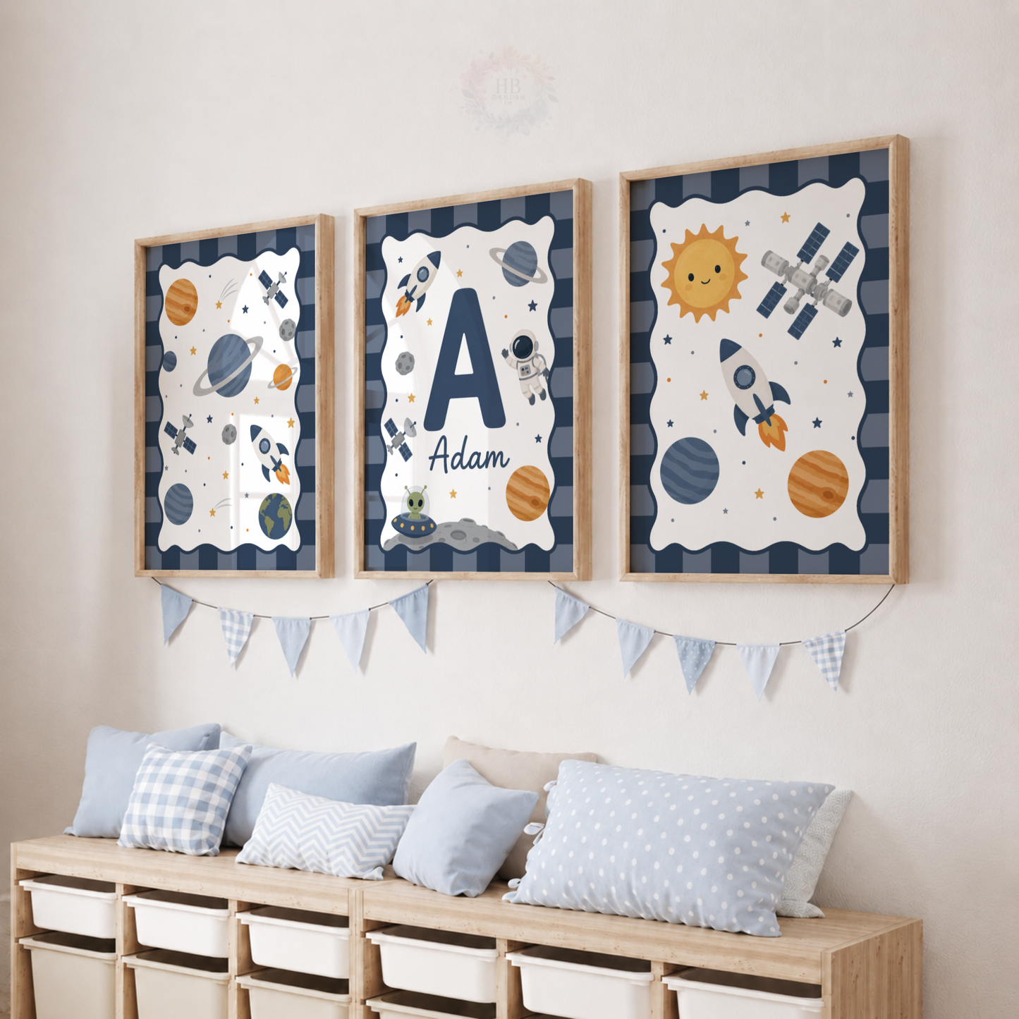 Cosmic Adventures – Personalised Set of 3 Space Nursery Prints