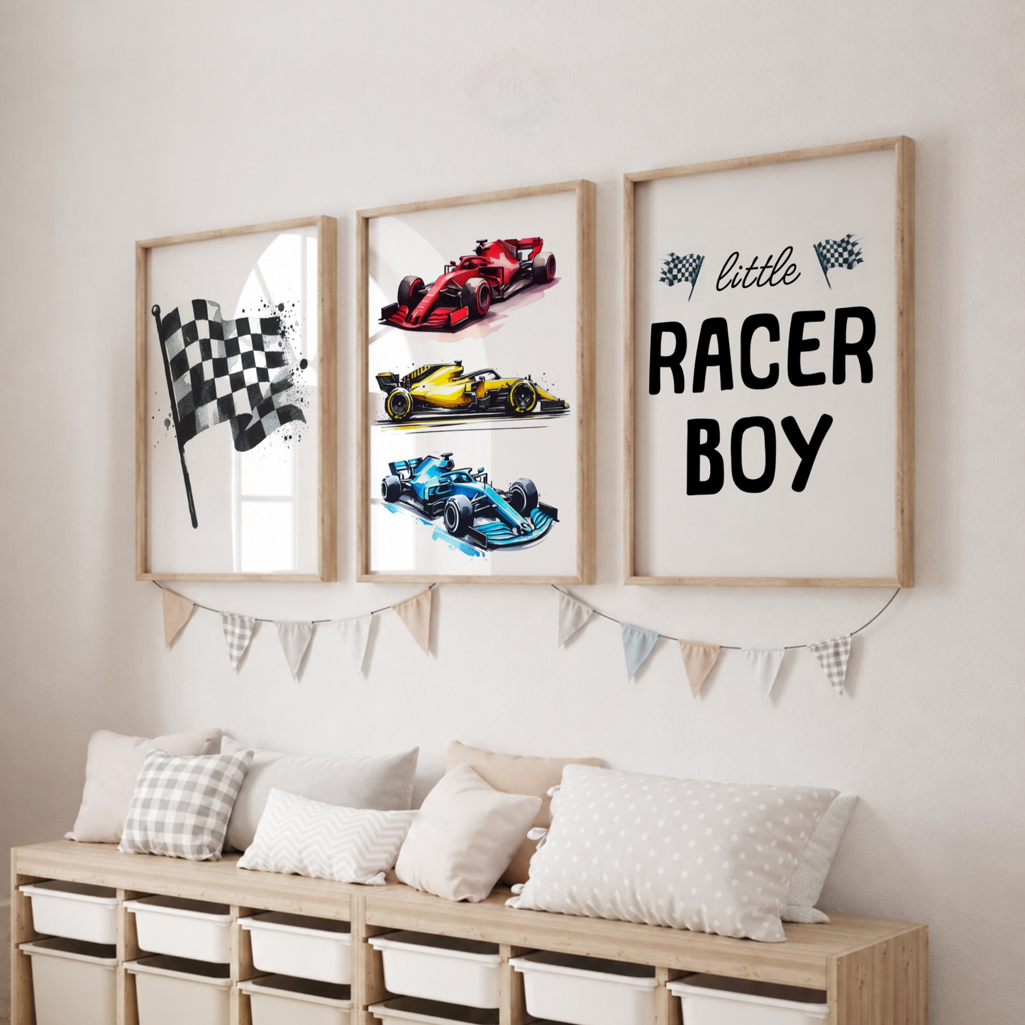 Formula Race Car Wall Art Set – Little Racer Boy Prints