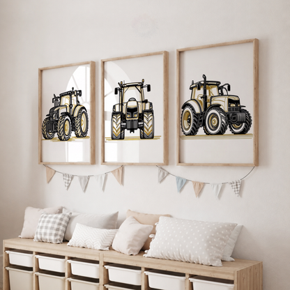 Tractor Nursery Prints Set – Vintage Farm Tractor Wall Art