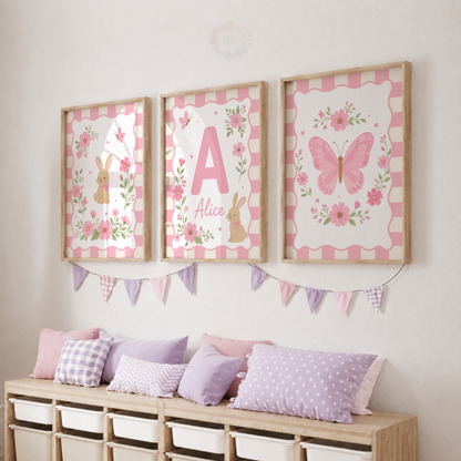 Butterfly Garden – Personalised Set of 3 Nursery Prints
