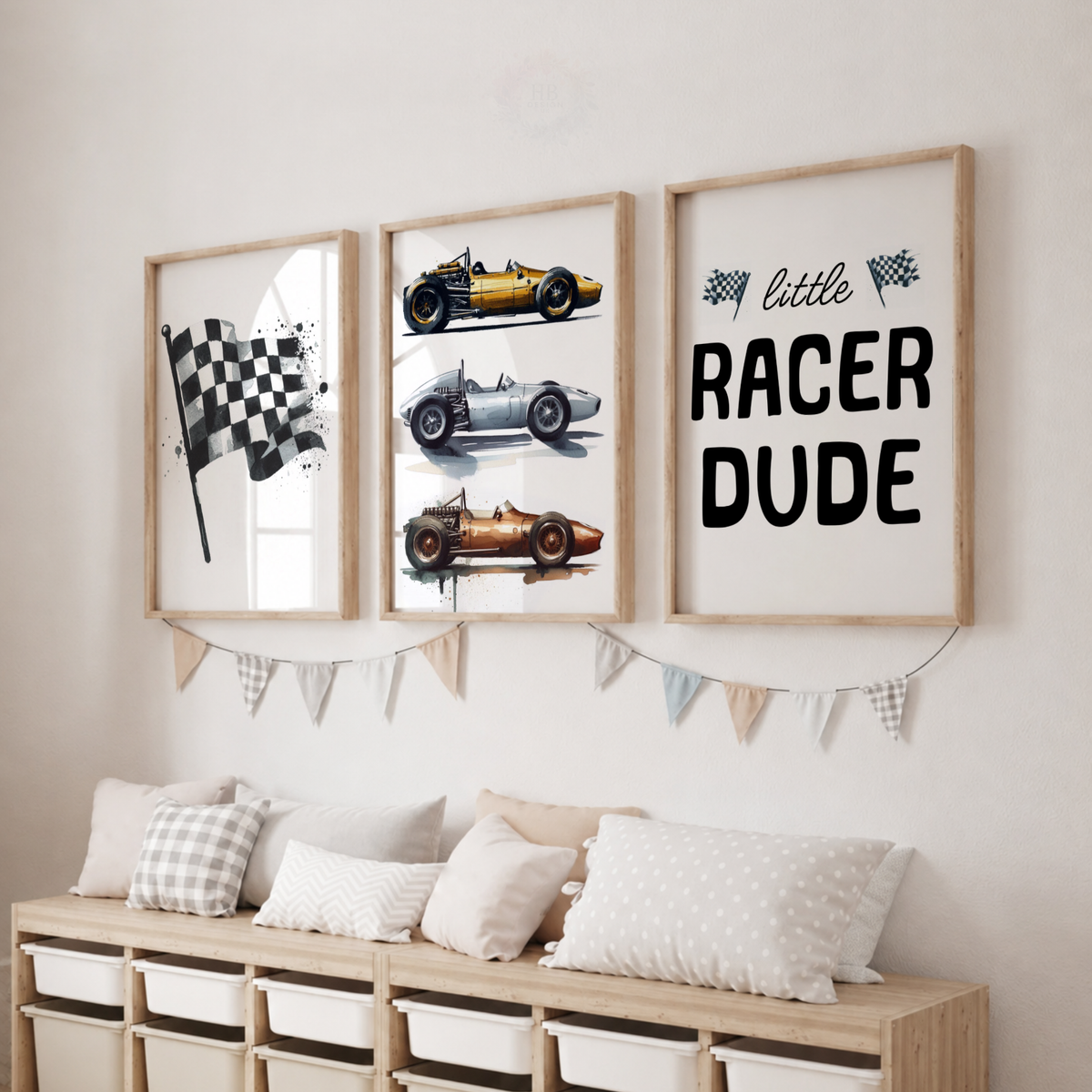 Vintage Race Car Wall Art Set – Little Racer Dude Prints