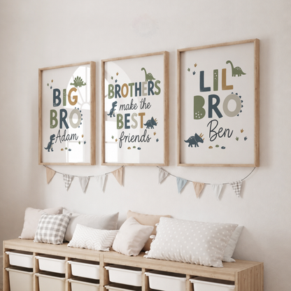 Dinosaur Brothers – Personalised Big Bro & Lil Bro Print Set
