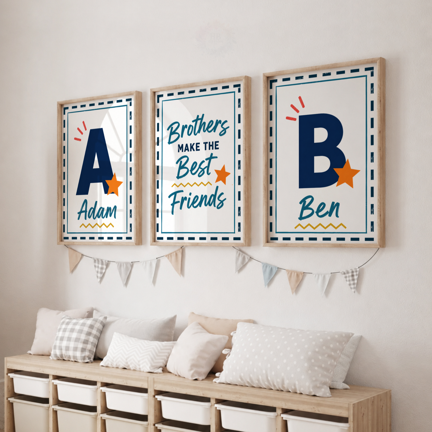 Brothers Make the Best Friends – Personalised Set of 3 Brother Prints