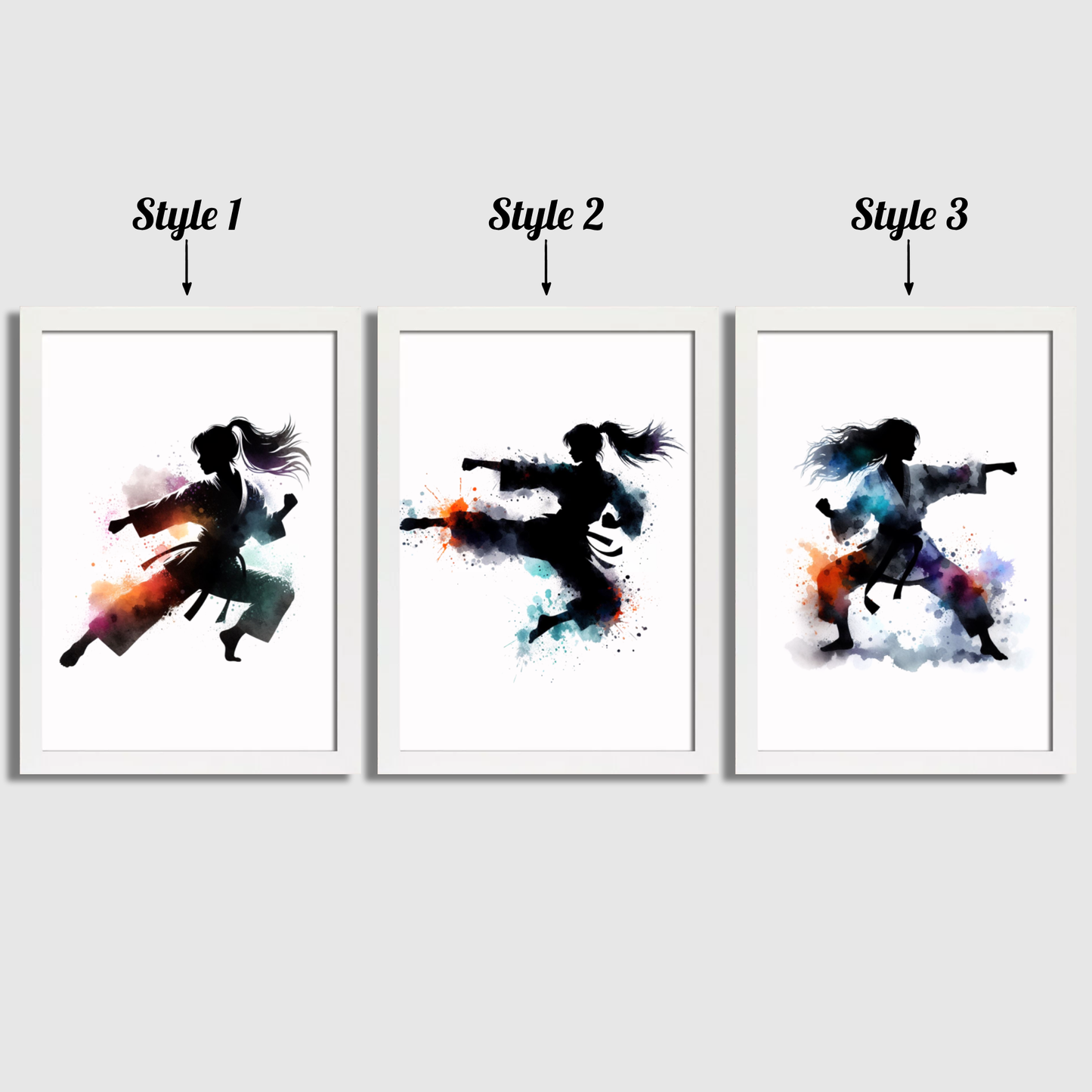 Girls Black Karate Print Set