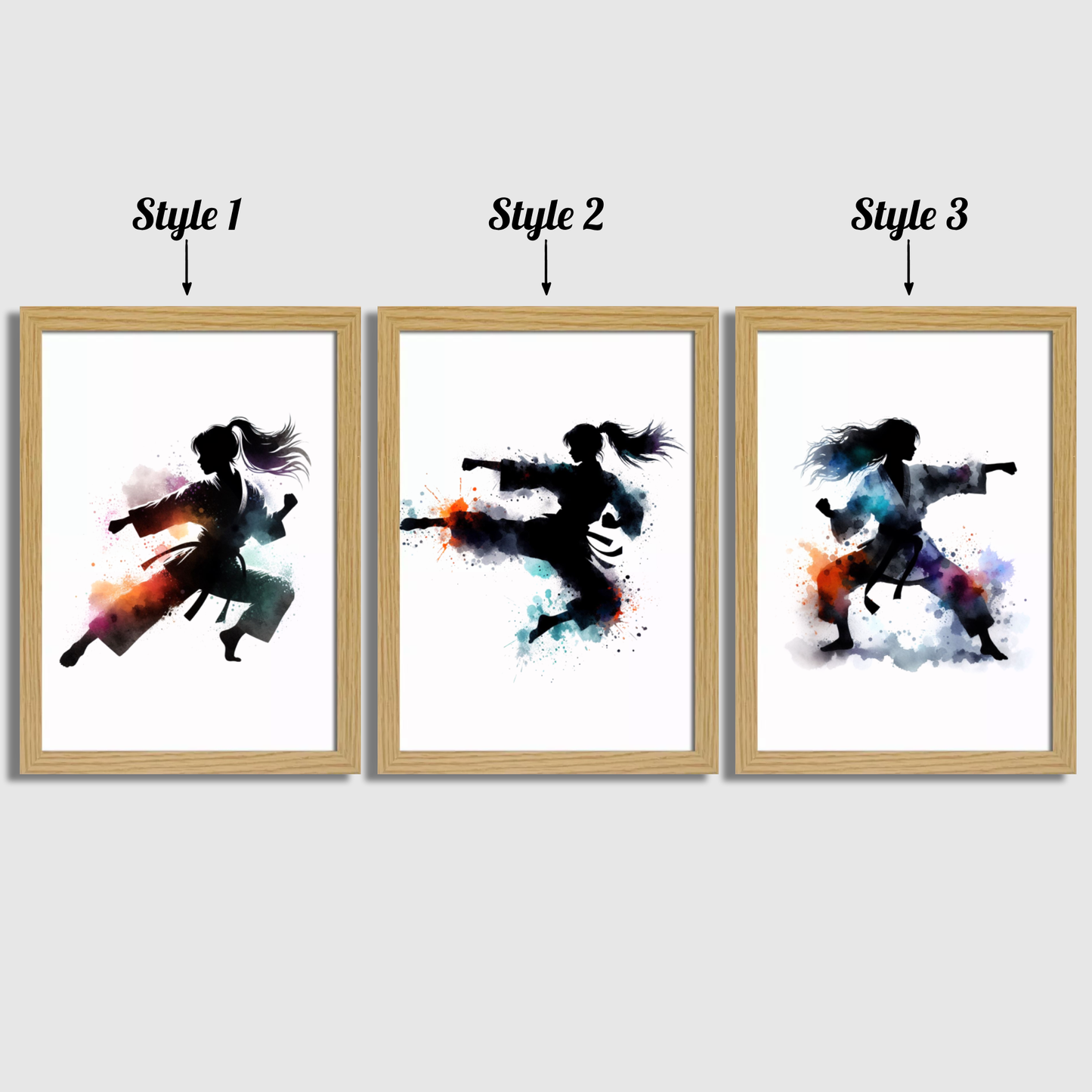 Girls Black Karate Print Set
