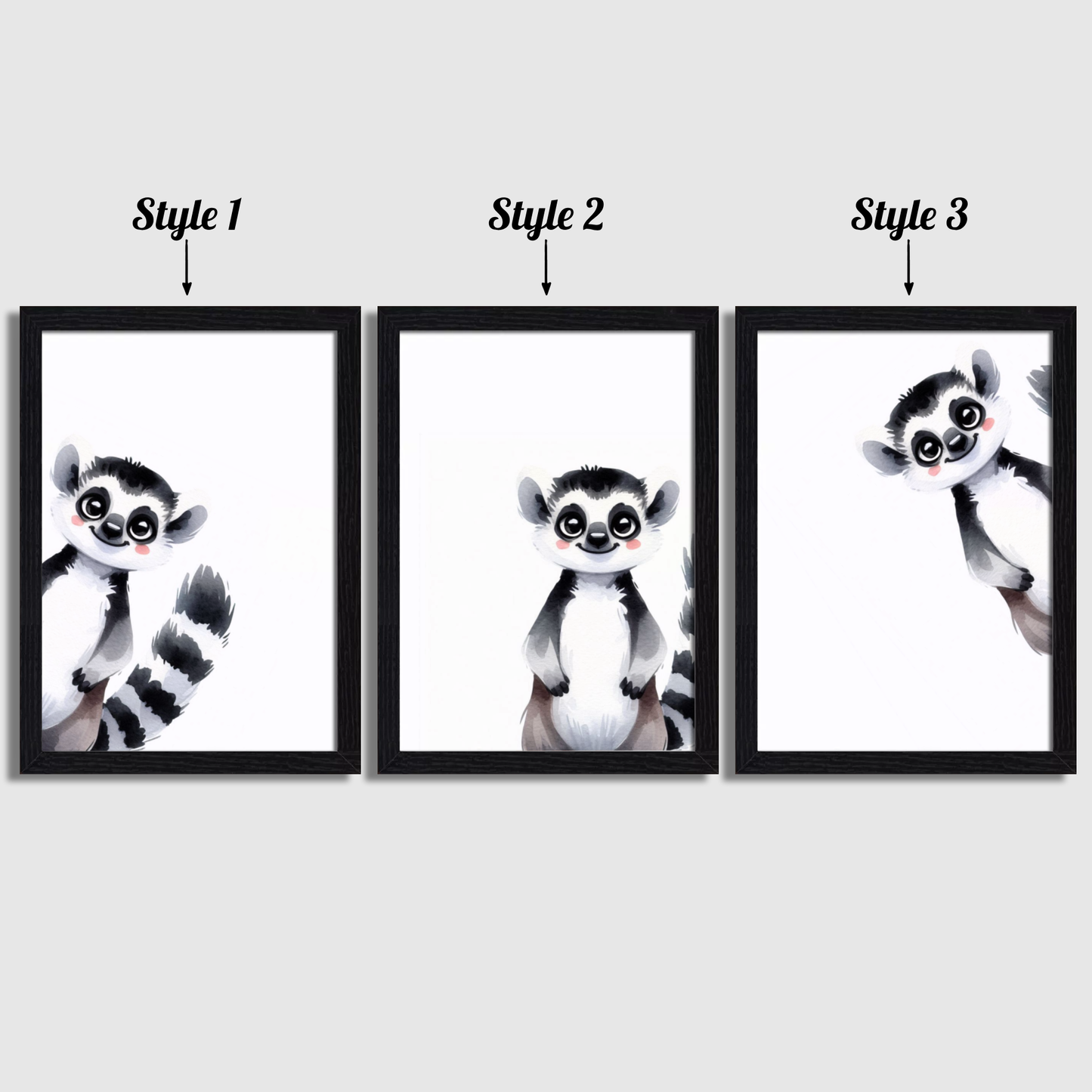 Peeking Lemur Print Set
