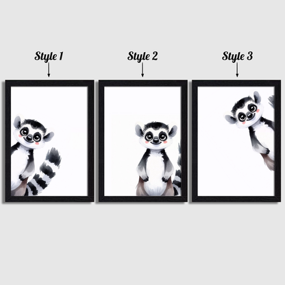 Peeking Lemur Print Set