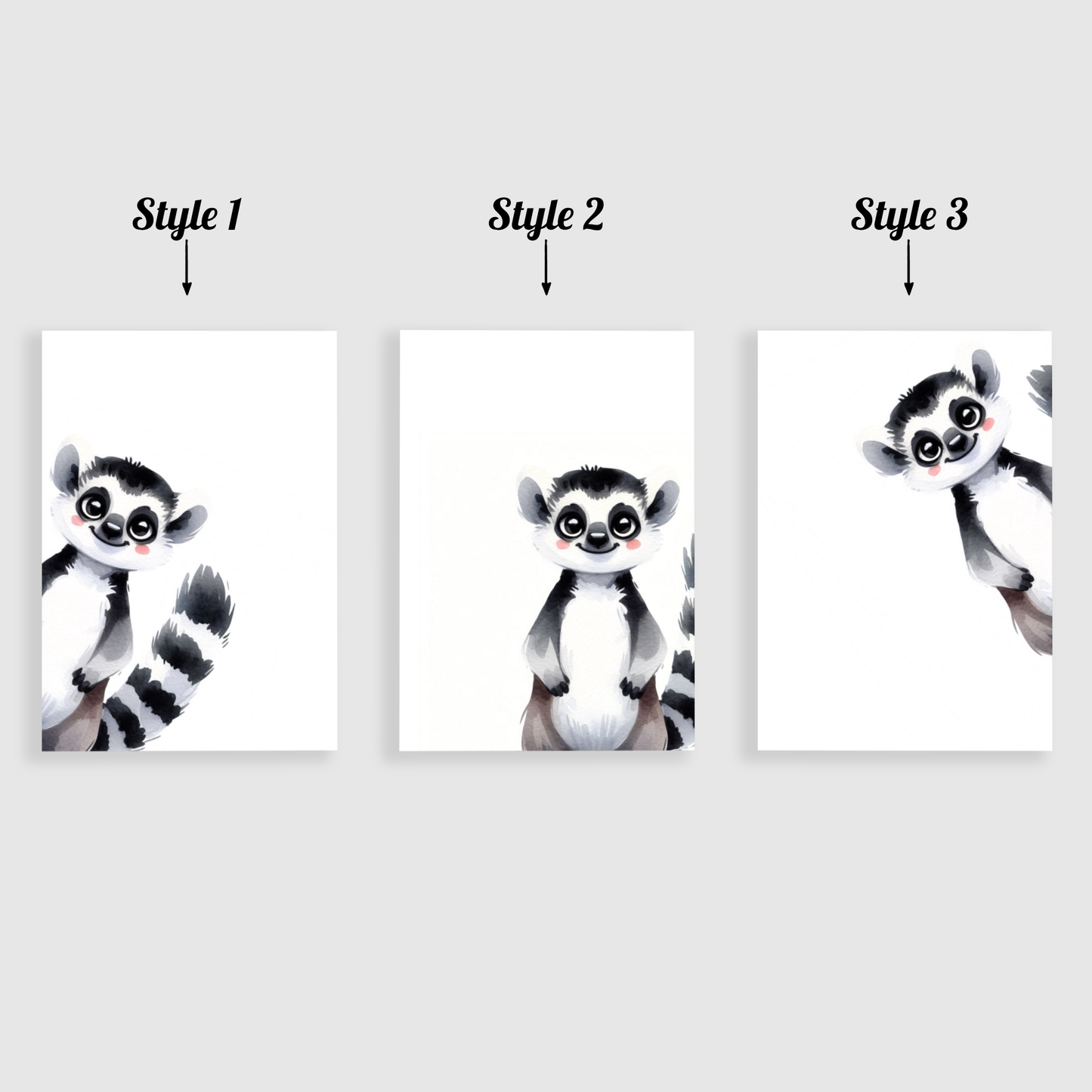 Peeking Lemur Print Set
