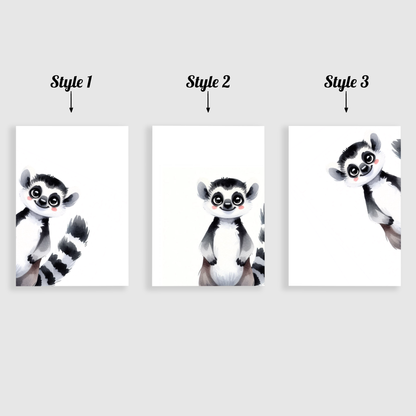 Peeking Lemur Print Set