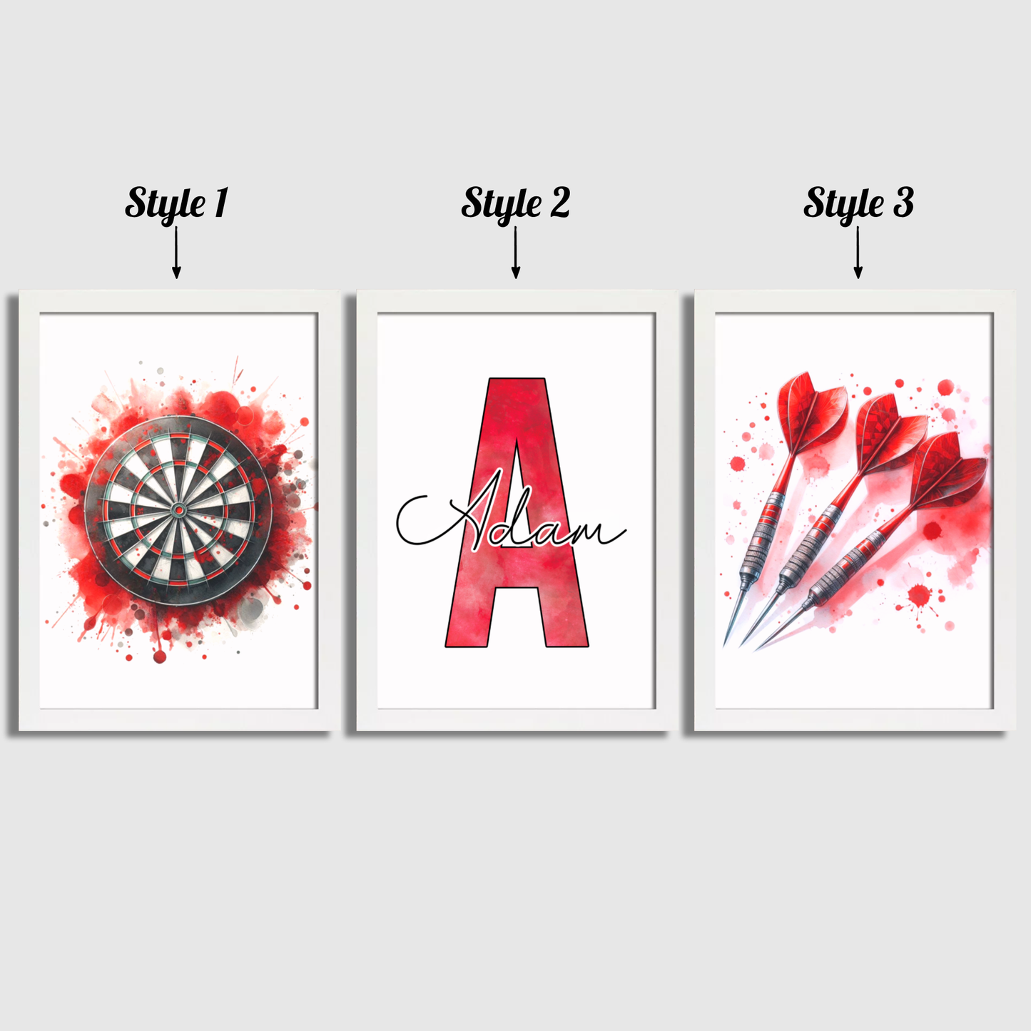 Red Personalised Darts Print Set